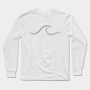 Minimal Wave with Tribal Pattern Black Long Sleeve T-Shirt